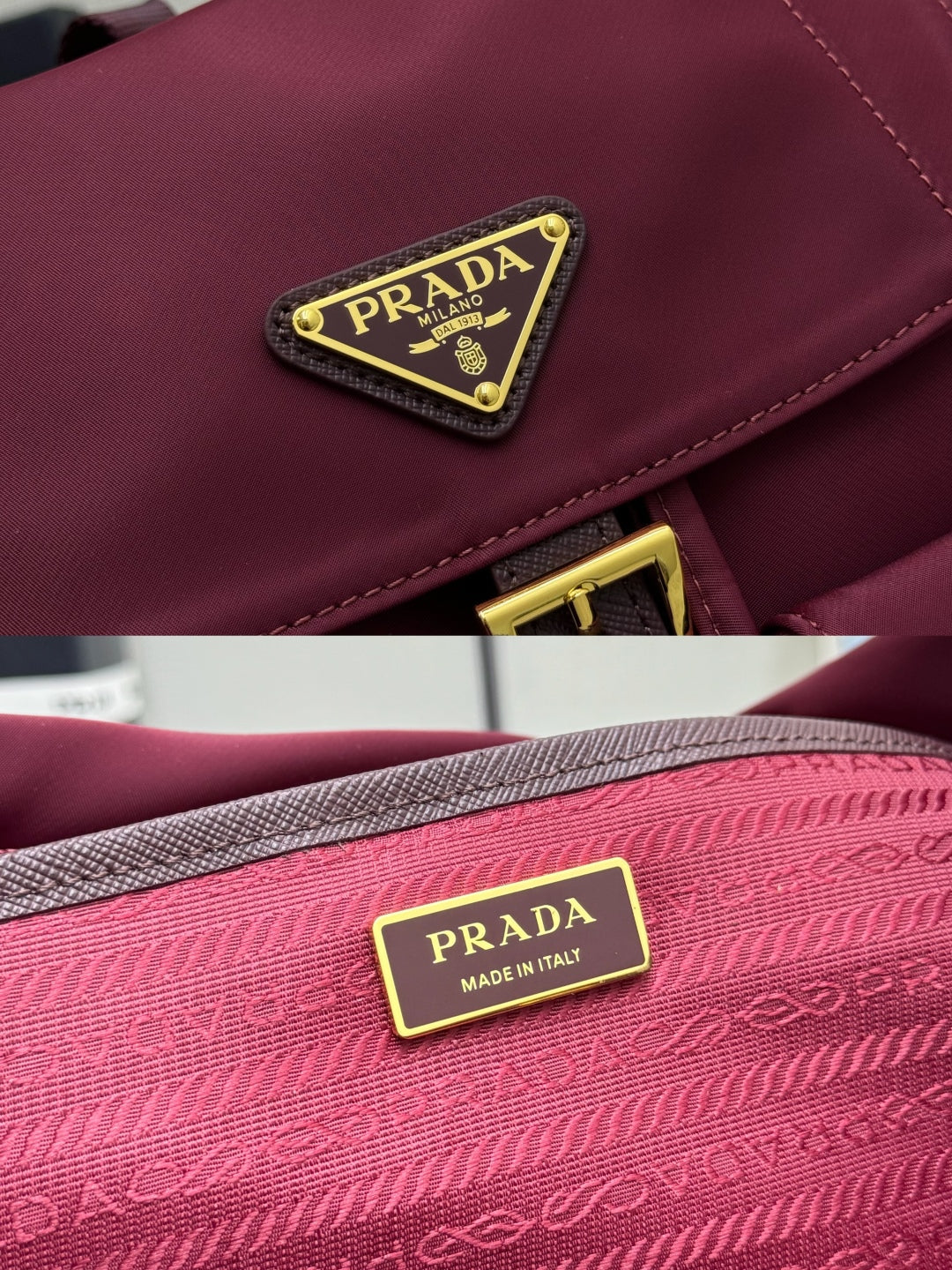 PRADA 25S RE-EDITION 1978 SMALL BACKPACK 32 IN BURGUNDY RE-NYLON