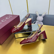 GG HIGH HEELS 65 IN RED GLOSSY LEATHER WITH GOLD HARDWARE