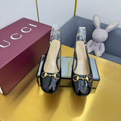 GG HIGH HEELS 65 IN BLACK GLOSSY LEATHER WITH GOLD HARDWARE