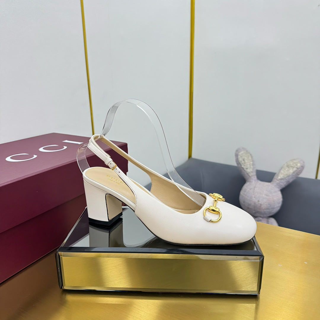 GG HIGH HEELS 65 IN CREAM WHITE LAMBSKIN WITH GOLD HARDWARE