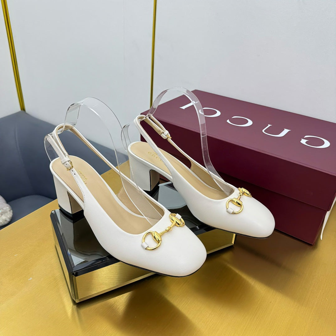 GG HIGH HEELS 65 IN CREAM WHITE LAMBSKIN WITH GOLD HARDWARE