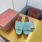 LP BLOCK HEEL SANDALS 25S IN POWDER BLUE SUEDE