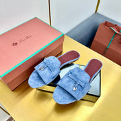LP SANDALS 25S IN BLUE SUEDE WITH SILVER HARDWARE