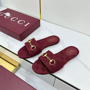 GG SLIDES IN RED WITH GOLD HARDWARE
