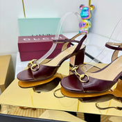 GG HEELED SANDALS 25S 65 MM IN DARK RED LAMBSKIN WITH GOLD HARDWARE