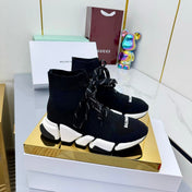 BALENCIAGA 25S SPEED 2.0 LACE-UP SNEAKERS IN BLACK KNITTED STYLE 4