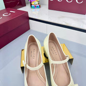 GG MARY JANE 25S IN LIGHT YELLOW LAMBSKIN WITH BOW