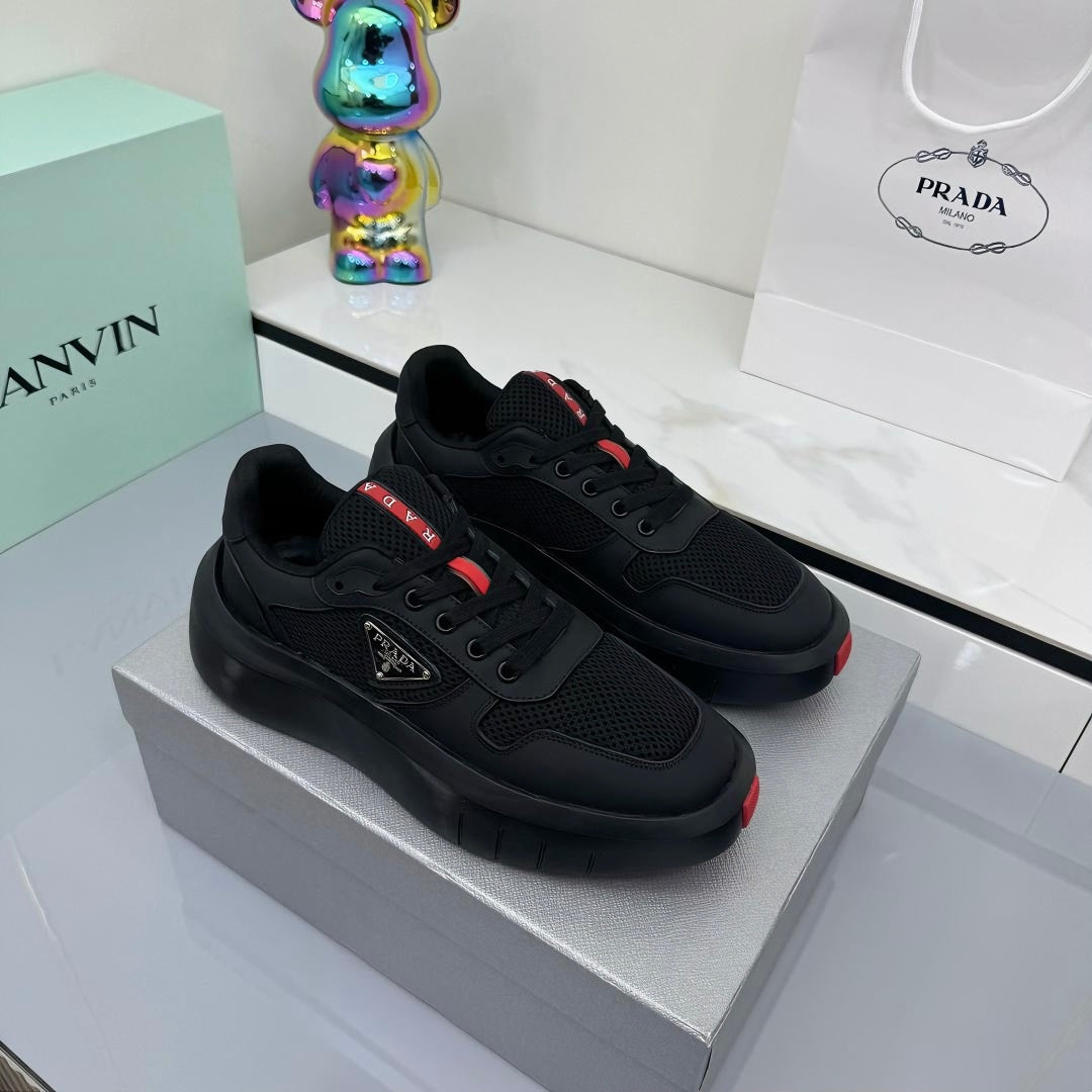 PRADA 25S SNEAKERS IN BLACK CALFSKIN
