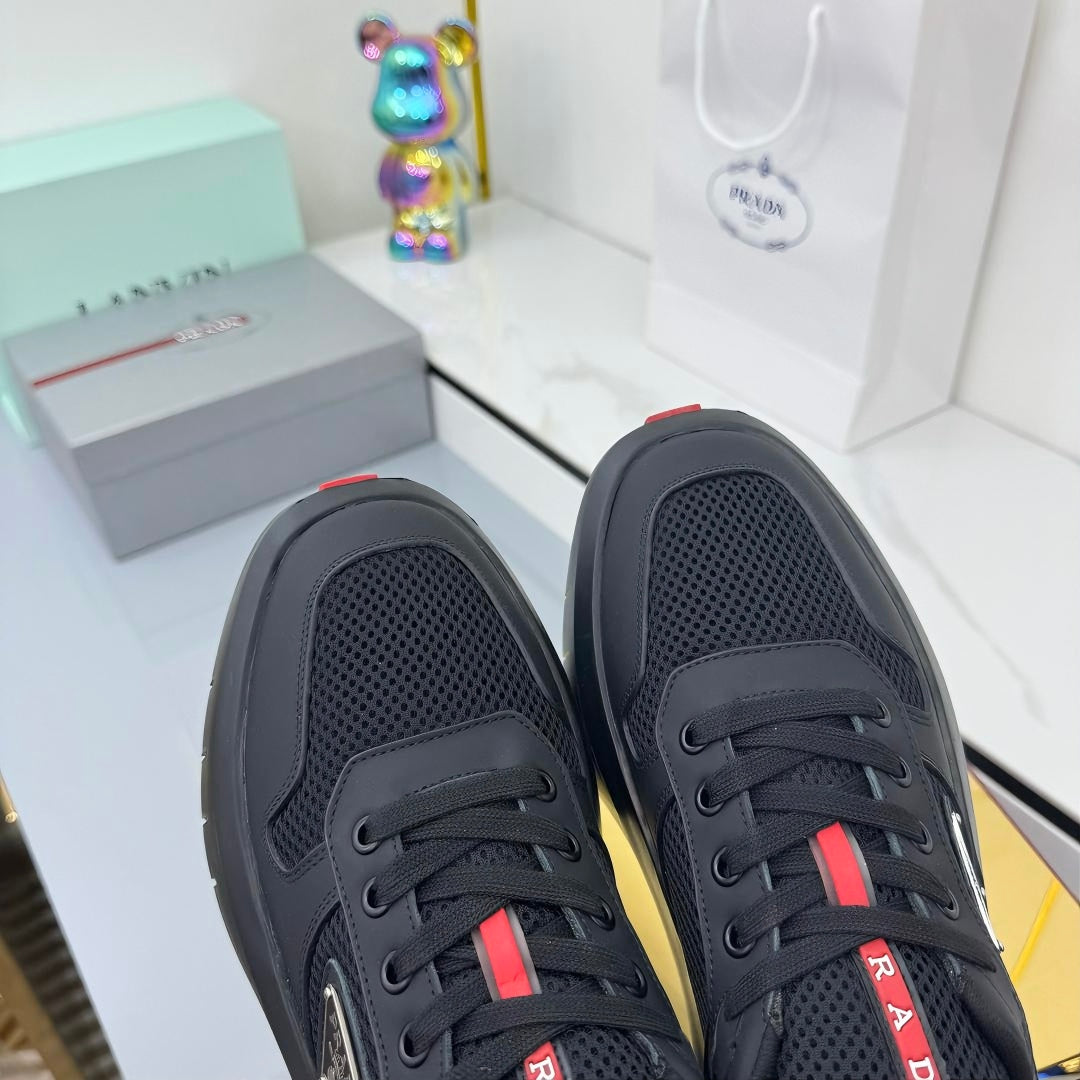 PRADA 25S SNEAKERS IN BLACK CALFSKIN