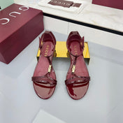 GG THONG SANDALS 25S IN RED LAMBSKIN WITH GOLD HARDWARE
