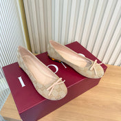 GUCCI 26S BALLET FLATS IN BEIGE GG CANVAS