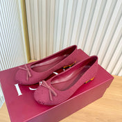GUCCI 26S BALLET FLATS IN DARK RED GG CANVAS