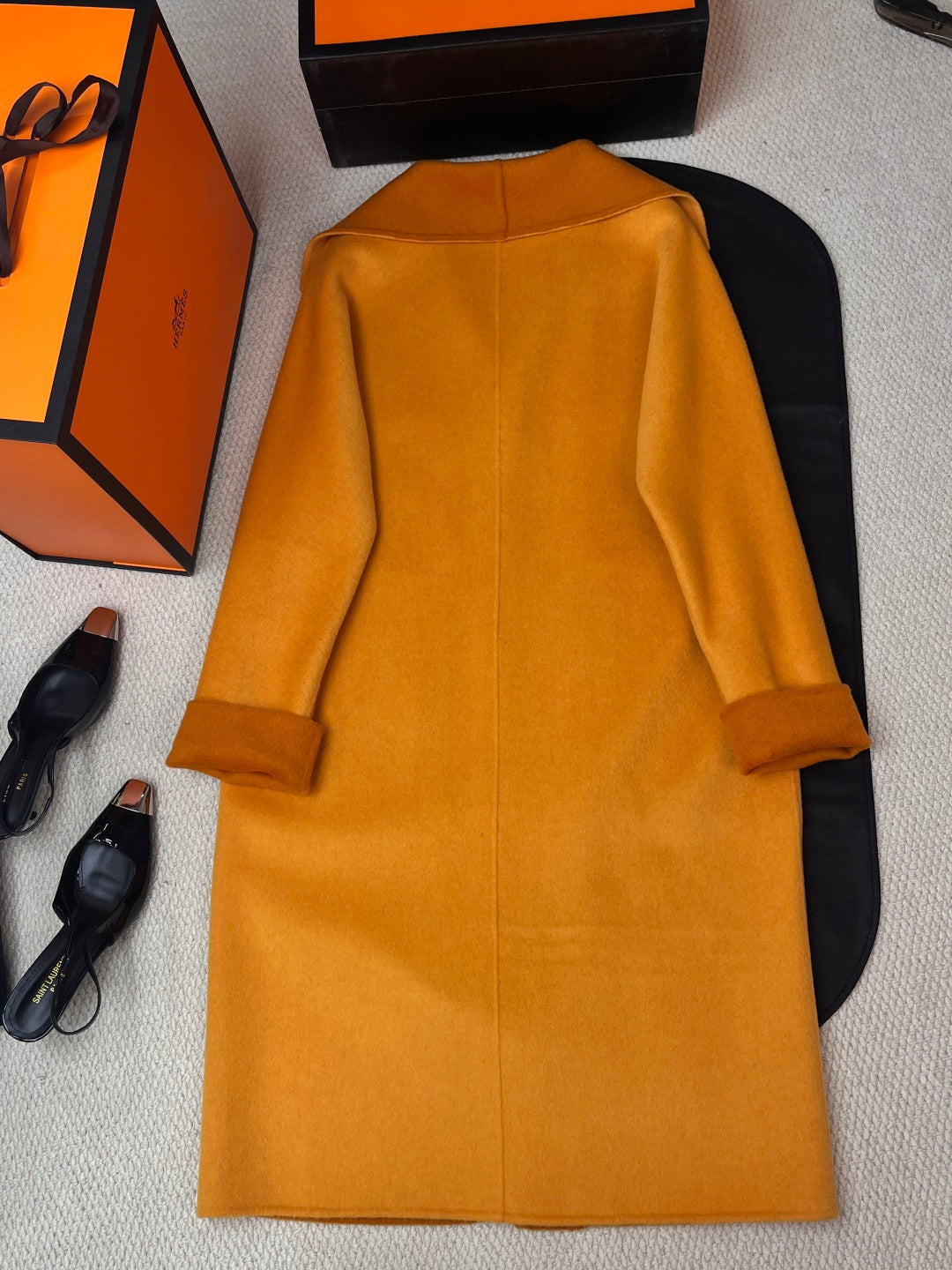HERMES 25S REVERSIBLE LONG CASHMERE COAT 244
