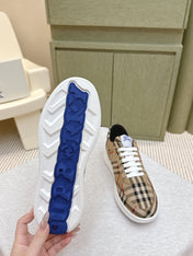BURBERRY 26S PLAID TERRACE SNEAKERS IN LIGHT BROWN CANVAS