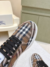 BURBERRY 26S PLAID TERRACE SNEAKERS IN BROWN CANVAS