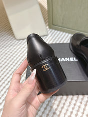 CHANEL 25S GODDESS MOCCASIN LOAFERS 65MM IN BLACK CALFSKIN GOLD HARDWARE