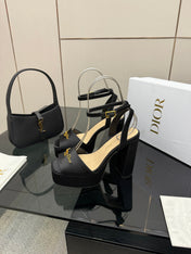 DIOR 26S HIGH HEEL SANDALS 120 MM IN BLACK SATIN