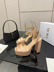 DIOR 26S HIGH HEEL SANDALS 120 MM IN NUDE BEIGE SATIN
