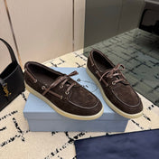 PRADA 26S LOAFERS IN DARK BROWN SUEDE WITH RUBBER SOLE