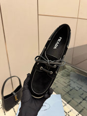 PRADA 26S LOAFERS IN BLACK SUEDE WITH RUBBER SOLE