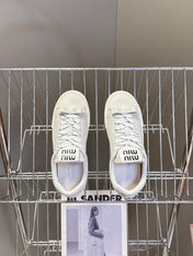 MIUMIU 25S SNEAKERS IN WHITE SUEDE