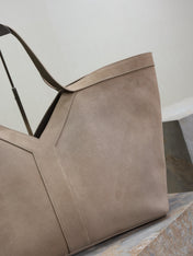 YSL 25S Y MAXI TOTE 50 IN DRY GRAIN SUEDE GOLD HARDWARE