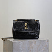 YSL 25S NIKI BAG 22 IN BLACK GLOSSY CALFSKIN GOLD HARDWARE