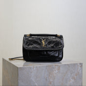 YSL 25S NIKI BAG 18 IN BLACK GLOSSY CALFSKIN GOLD HARDWARE