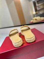 VLTN ESPADRILLE SLIDES 25S IN GOLDEN BEIGE LAMBSKIN STYLE 12