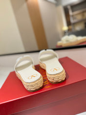 VLTN ESPADRILLE SLIDES 25S IN WHITE LAMBSKIN STYLE 8