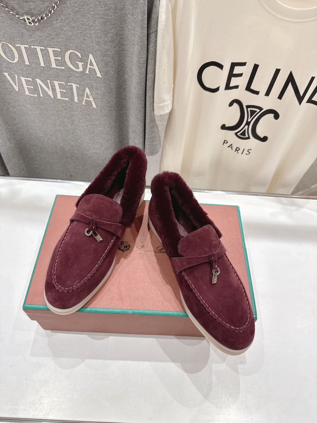 LP 25S SUMMER CHARMS WALK LOAFERS IN BURGUNDY SUEDE AND FLEECE