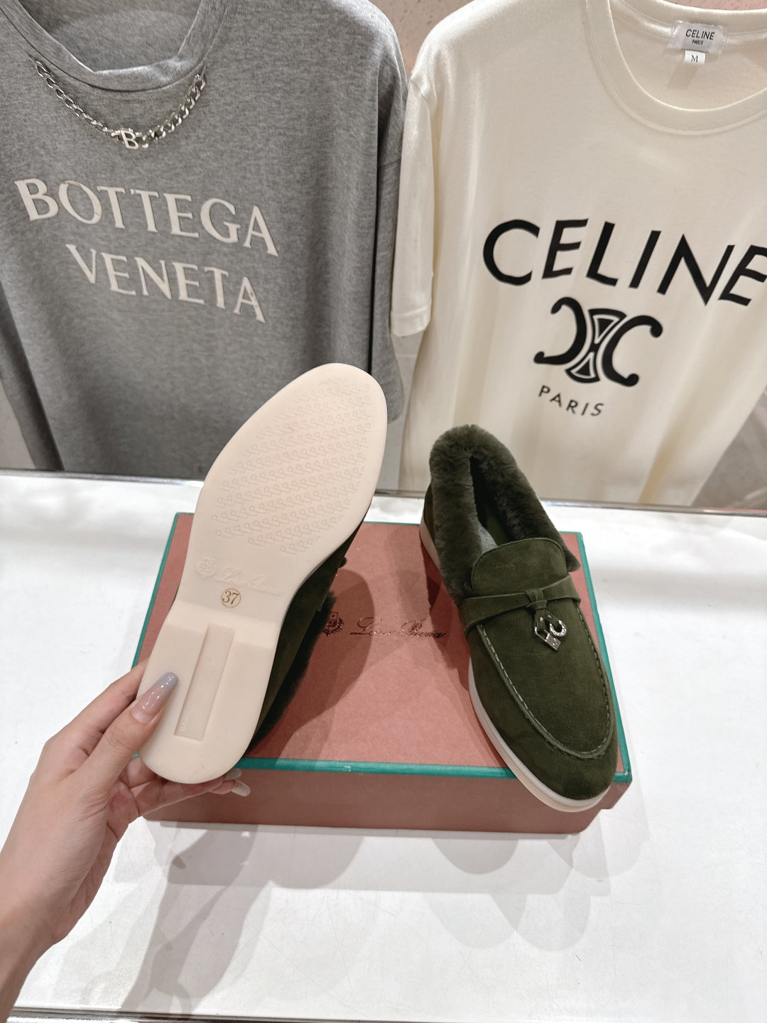 LP 25S SUMMER CHARMS WALK LOAFERS IN DARK OLIVE SUEDE AND FLEECE