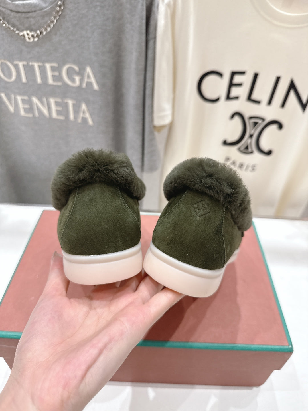 LP 25S SUMMER CHARMS WALK LOAFERS IN DARK OLIVE SUEDE AND FLEECE