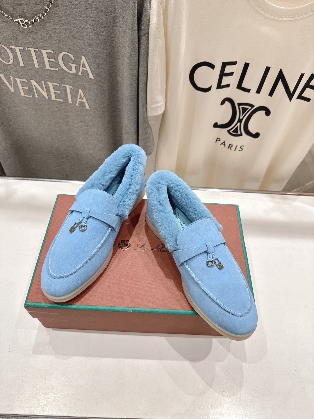 LP 25S SUMMER CHARMS WALK LOAFERS IN DARK PASTEL BLUE SUEDE AND FLEECE