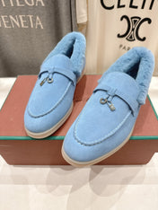 LP 25S SUMMER CHARMS WALK LOAFERS IN DARK PASTEL BLUE SUEDE AND FLEECE