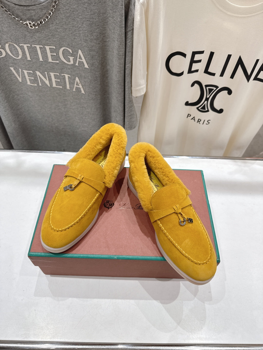 LP 25S SUMMER CHARMS WALK LOAFERS IN YELLOW SUEDE AND FLEECE