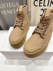 CELINE 26S BOOTS IN LIGHT CAMEL BEIGE CANVAS
