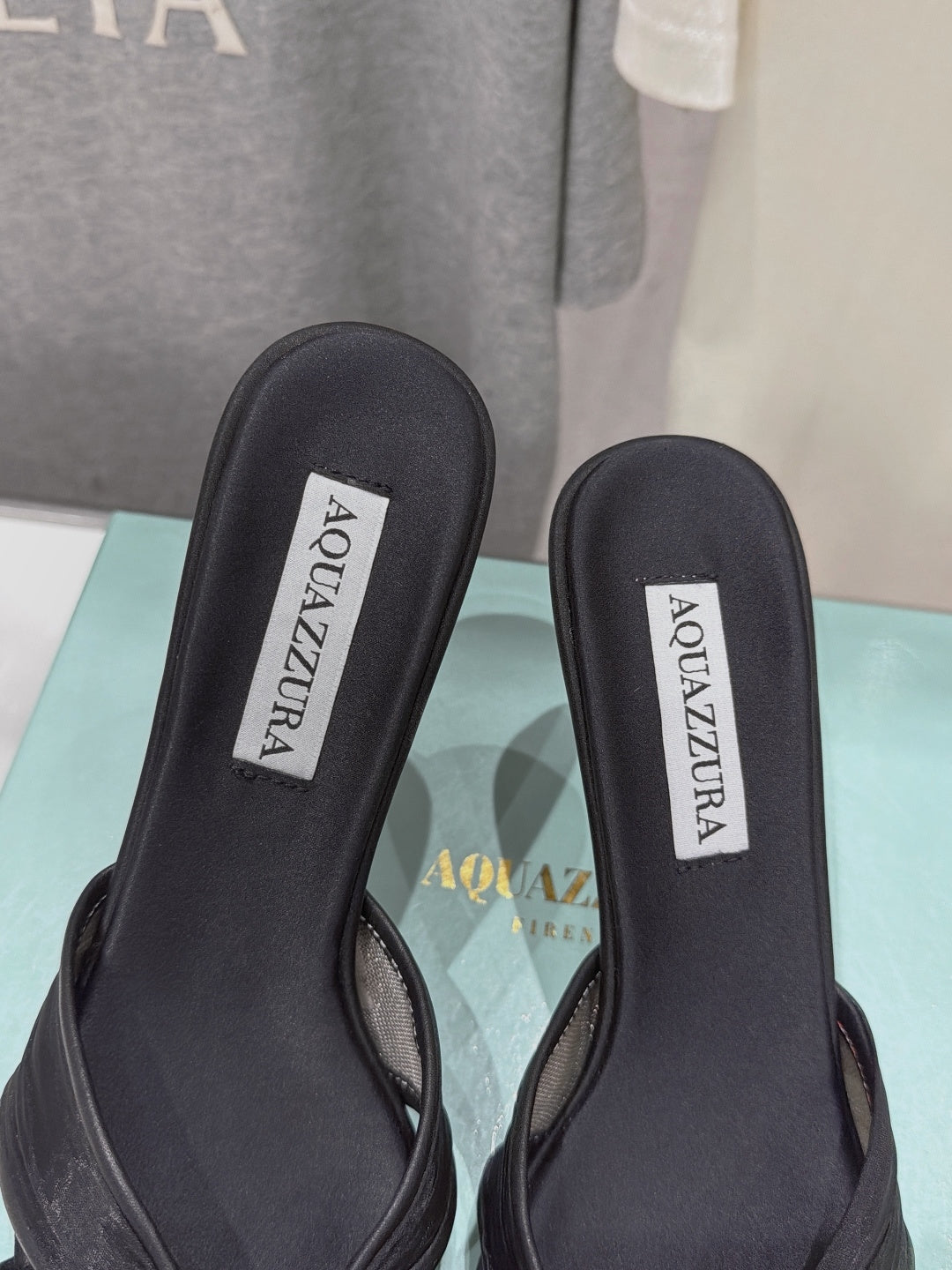 AQUAZZURA 26S HEEL SANDALS 80 MM IN BLACK SATIN CRYSTAL-EMBELLISHED SPHERE
