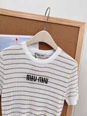 MIUMIU 26S SHORT-SLEEVE KNIT TOP 1453