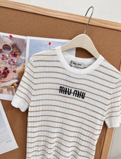 MIUMIU 26S SHORT-SLEEVE KNIT TOP 1453