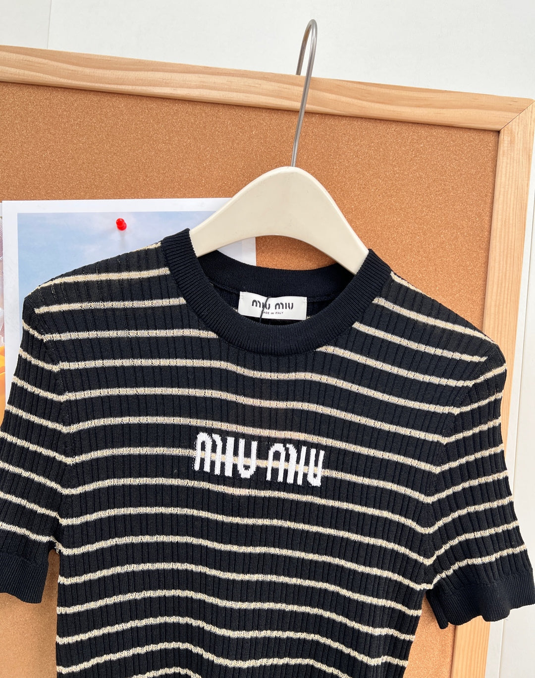 MIUMIU 26S SHORT-SLEEVE KNIT TOP 1452