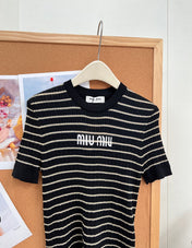 MIUMIU 26S SHORT-SLEEVE KNIT TOP 1452
