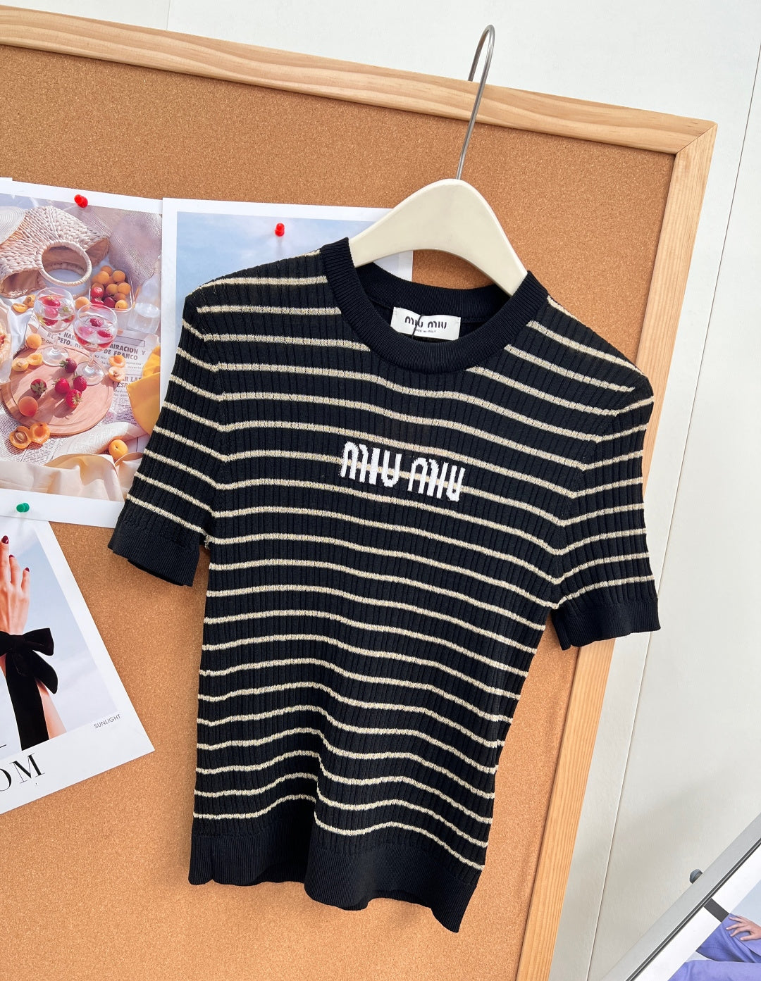 MIUMIU 26S SHORT-SLEEVE KNIT TOP 1452
