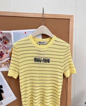 MIUMIU 26S SHORT-SLEEVE KNIT TOP 1451