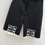 LOEWE MID-LENGTH BLACK WHITE MIX PANTS WITH LOGO