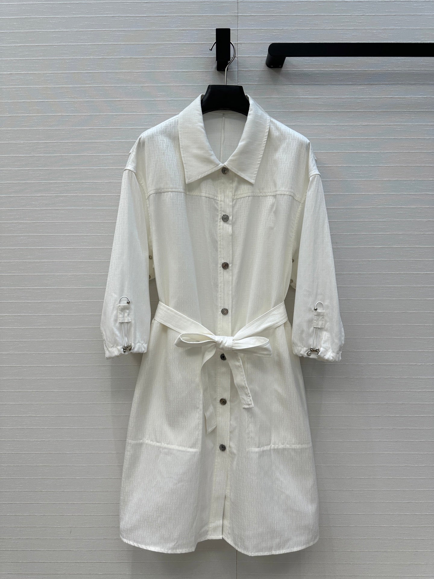 HERMES JACQUARD SHIRT DRESS WITH TIE NECK 276149