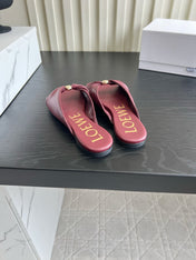 LOEWE 26S SANDALS IN DARK RED LAMBSKIN