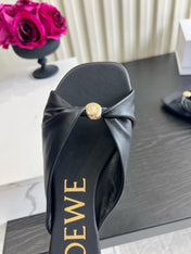 LOEWE 26S SANDALS IN BLACK LAMBSKIN
