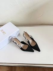 J'ADIOR SLINGBACK PUMP BLACK TECHNICAL FABRIC 65 MM