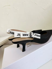 J'ADIOR SLINGBACK PUMP BLACK TECHNICAL FABRIC 65 MM